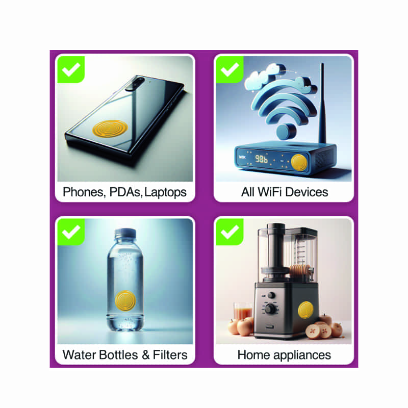 Biotraxx Energy Disc Stickers are able to protect multiple devices from destructive energies like Smartphones, WiFi devices, as well as all devices containing liquids or preparing liquids